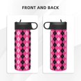thumbnail image 3 of Daiia pink and black argyle Printed 18oz Sports Insulated Kettle With Straw Water Bottle For Running Hiking Cycling Climbing Mens Woman'S Sports Water Bottle, 3 of 8