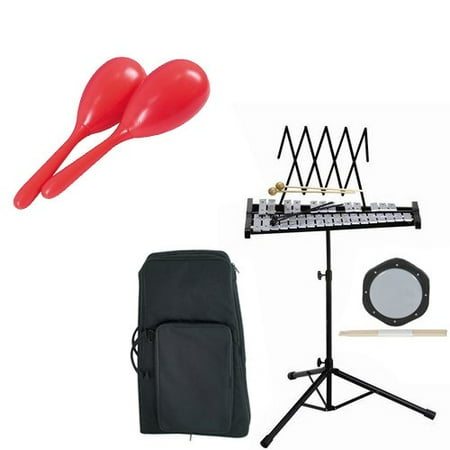 Band Directors Choice Educational Bell Kit Pack Deluxe w/Carry Bag, Drum Practice Pad & Sticks & Bonus Rhythm Maracas