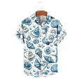 thumbnail image 6 of Gamivast Men's Button Down Shirts Short Sleeve Nautical Fish Starfish Print Beach Tops Summer Vacation Hawaiian Tee Breathable Soft Casual, 6 of 6