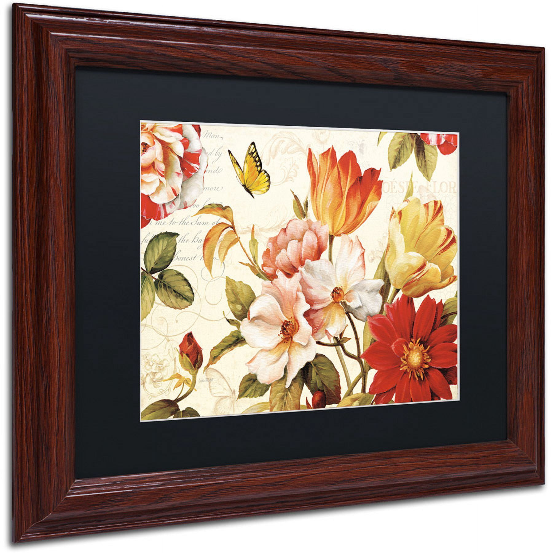 Trademark Fine Art "Poesie Florale III" Canvas Art by Lisa Audit, Black Matte, Wood Frame