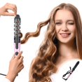 thumbnail image 2 of EXLEAF 2026 New Rotating Curling Iron 1 Inch-Automatic Curling Wand for Beach Waves, Professional Tourmaline Ceramic Auto Curler with 3 Million Negative Ions&30S Heat-Up for Medium/Long Hair, Pink, 2 of 6