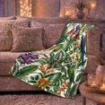 thumbnail image 3 of Tropical Parrots amid Dense Green Leaves, Serene Botanical Style for Bird Lovers, Jungle Foliage Scene and Housewarming Gift, Cozy Flannel Blanket for Sunroom and Bedroom, Home Decor, 3 of 4