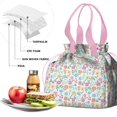 thumbnail image 4 of Pioneer Flower Drawstring Lunch Bag Women - Drawstring Lunch Bag Insulated for Work Office - Stain-Resistant Large Lunchbags for Women with Multi-Pockets, 4 of 6
