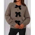 thumbnail image 4 of PRETTYGARDEN Cardigan Sweaters for Women Fall Bow Tie Front Long Sleeve Knit Sweater Tops Cute Going Out Outfits, 4 of 9