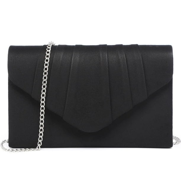 Bolso de noche Dasein con cierre plisado aterciopelado, negro