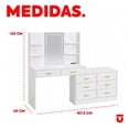 thumbnail image 2 of Tocador Grande Utilia Vanity L con Espejo LED, 8 Cajones y 4 Repisas, Melamina, Blanco 167.5x40x135 cm, 2 of 7