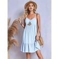 thumbnail image 3 of Women'S Summer Dress 2025 Spaghetti Strap Sleeveless V Neck Casual Swing Sundress Light Blue S, 3 of 6