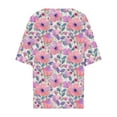 thumbnail image 4 of Jjayotai Ladies V Neck Loose Fit Shirt, Comfortable Short Sleeve Slim Button Down Blouse, 2025 Floral Print Dressy Graphic Tees Tops, Women Blouses Multicolor^20 M, 4 of 5