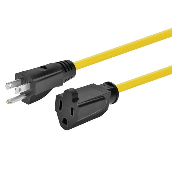 Monoprice Outdoor Extension Cord - 100 Feet - Yellow | NEMA 5-15P to NEMA 5-15R, 14AWG, 15A, SJTW, For Computers, Monitors, Scanners, Printers