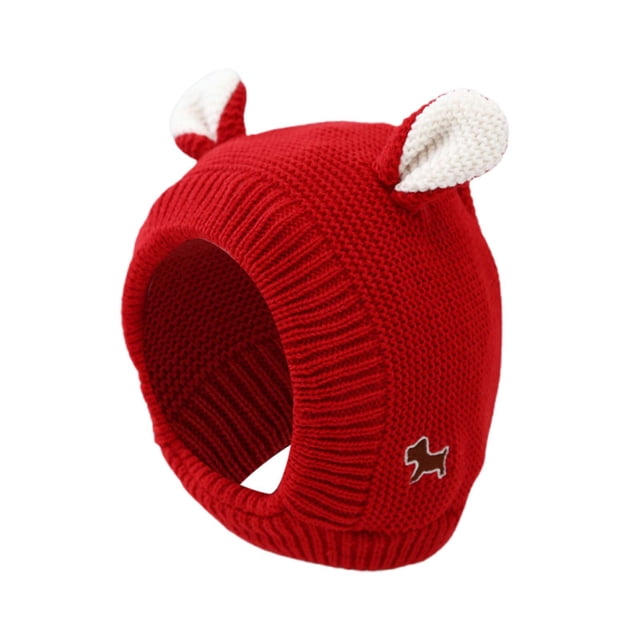 Wdgfv Chapeau d'Hiver Doux pour Enfants avec Cache-Oreilles Confortables et Foulard Attachée Rouge Taille Unique
