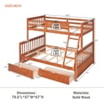 thumbnail image 3 of DreamBuck Twin over Full Bunk Bed with 2 Storage Drawers, Solid Wood Twin over Full Bunk Bed Frame with Guardrails and Ladders for Teens Adults, Can be Convertible into 2 Beds, Walnut, 3 of 8