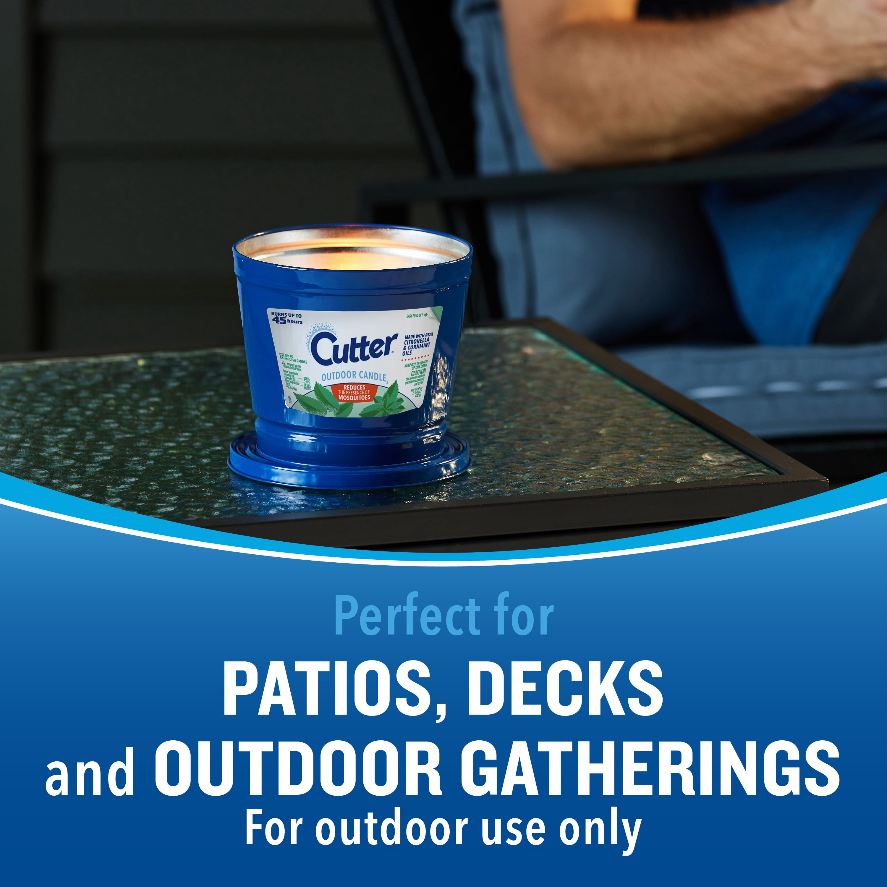 Cutter Outdoor Candle with Real Citronella Oil Reduces Presence of Mosquitoes, 17 Ounces