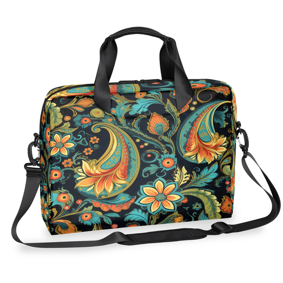 Herdesigns Paisley Flowers Laptop Bag for Women Men, Computer Case Briefcase Messenger Bags, 15-15.6 inch Laptop Sleeve Shoulder Bag
