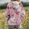 thumbnail image 6 of Sexlip Women's Printed Long Sleeve Fashion And Leisure Pocket Hooded Sweatshirt Top Pink XL, 6 of 6