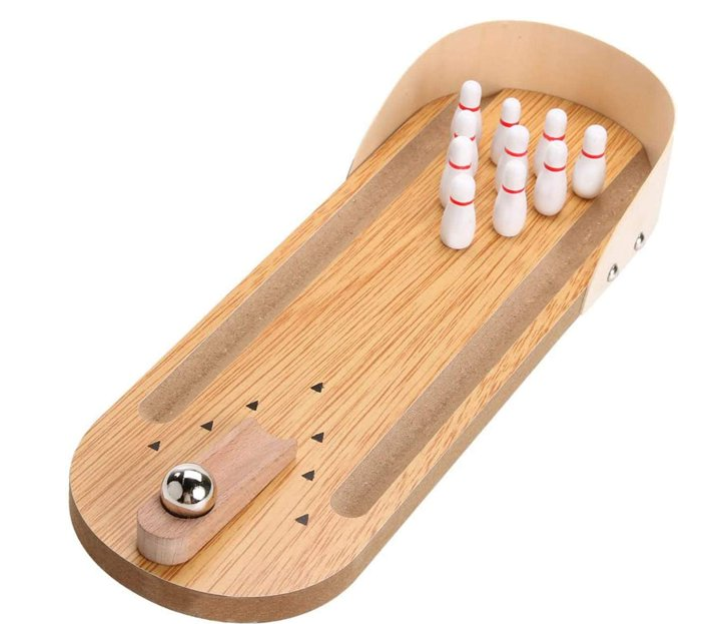 Topboutique Mini Wooden Desktop Tabletop Ten Pin Bowling Game Set