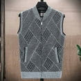 thumbnail image 2 of FINALGANG Men's Knit Sweater Vest Warm Diamond Pattern Relaxed Fit Textured Coat Sleeveless Full Zipper Cardigan For Cold Weather Fashionable Knitwear, 2 of 4