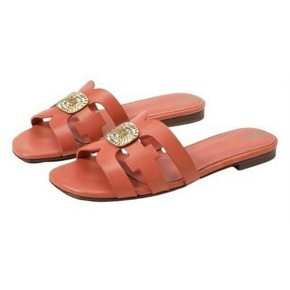 Sam Edelman Bay Radiant Terracotta Pink Slides Open Toe Slip On Leather Sandals (Terracotta Pink, 5)