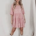 thumbnail image 2 of ALSLIAO Vestido de lentejuelas para mujer, manga corta, brillante, túnica, vestido de fiesta, ropa de club, rosa, talla S, 2 of 7