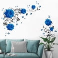 thumbnail image 2 of Wall Sticker, Blue Rose Wall Stickers - Blue Peony Flower Wall Decor - Vinyl Wall Art for Bedroom TV Wall Decor, 2 of 4
