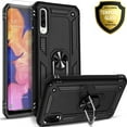 thumbnail image 1 of for Samsung Galaxy A20S (NOT Fit Samsung A20/A20E) with Temper Glass Phone Case Ring Magnet Mount Ready Slip Guard Grids Pattern Kickstand Hybrid Slim Shock Bumper Cover (Black), 1 of 4