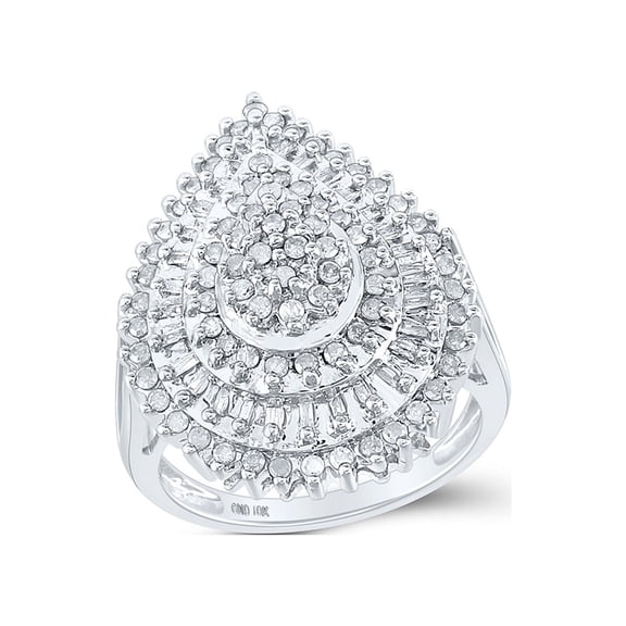 10kt White Gold Womens Round Diamond Teardrop Cluster Ring 7/8 Cttw