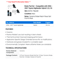 thumbnail image 2 of Brake Pad Set - Compatible with 2006 - 2007 Toyota Highlander Hybrid 3.3L V6, 2 of 2