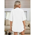 thumbnail image 5 of Women 2 Piece Outfit Summer Short Sleeve Top and Shorts Sweatsuit Set White S, 5 of 7