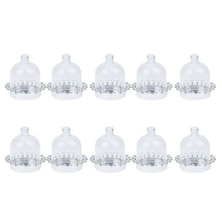 

10 Sets Creative Cake Carrier Cover Portable Plastic Cloche Cakes Plate Multifunctional Cupcakes Display Desserts with Transparent Dome and Silver Bottom Plate