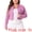 Dark Pink, variant on Unique Bargains Women's Plus Size Long Sleeve Jean Button Cropped Denim Jacket 4X Light Purple