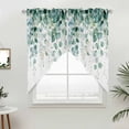 thumbnail image 5 of Eucalyptus Leaves Kitchen Window Curtains, Swag Curtains Valance for Bedroom Living Room Bathroom, Green Botanical Summer Spring Leaves Rod Pocket Window Curtain Block Drapes 2 Panels 36"x45", 5 of 9