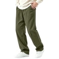 thumbnail image 4 of Fanshiluo Men's Corduroy Wide Leg Casual Pants, Elastic Waist Straight Loose Fit Trousers,XXL,Big and Tall Men, 4 of 6