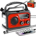 thumbnail image 1 of Solar Crank Emergency Radio 16000mAh Portable Survival Weather AM FM NOAA Power Bank, 1 of 7
