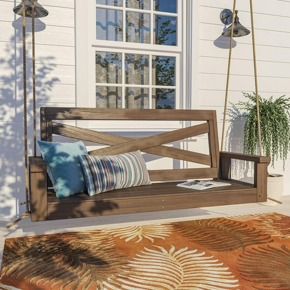 Porchgate Amish Heavy Duty 700 Lb Boardwalk Porch Swing W/ Ropes (4 Foot, Unfinished)