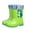 Green, variant on Kids Dinosaur Print Rain Boots with Plush Lined Waterproof Non-Slip Rubber Shoes for Boys Girls Outdoor Play Home Garden Fun Footwear