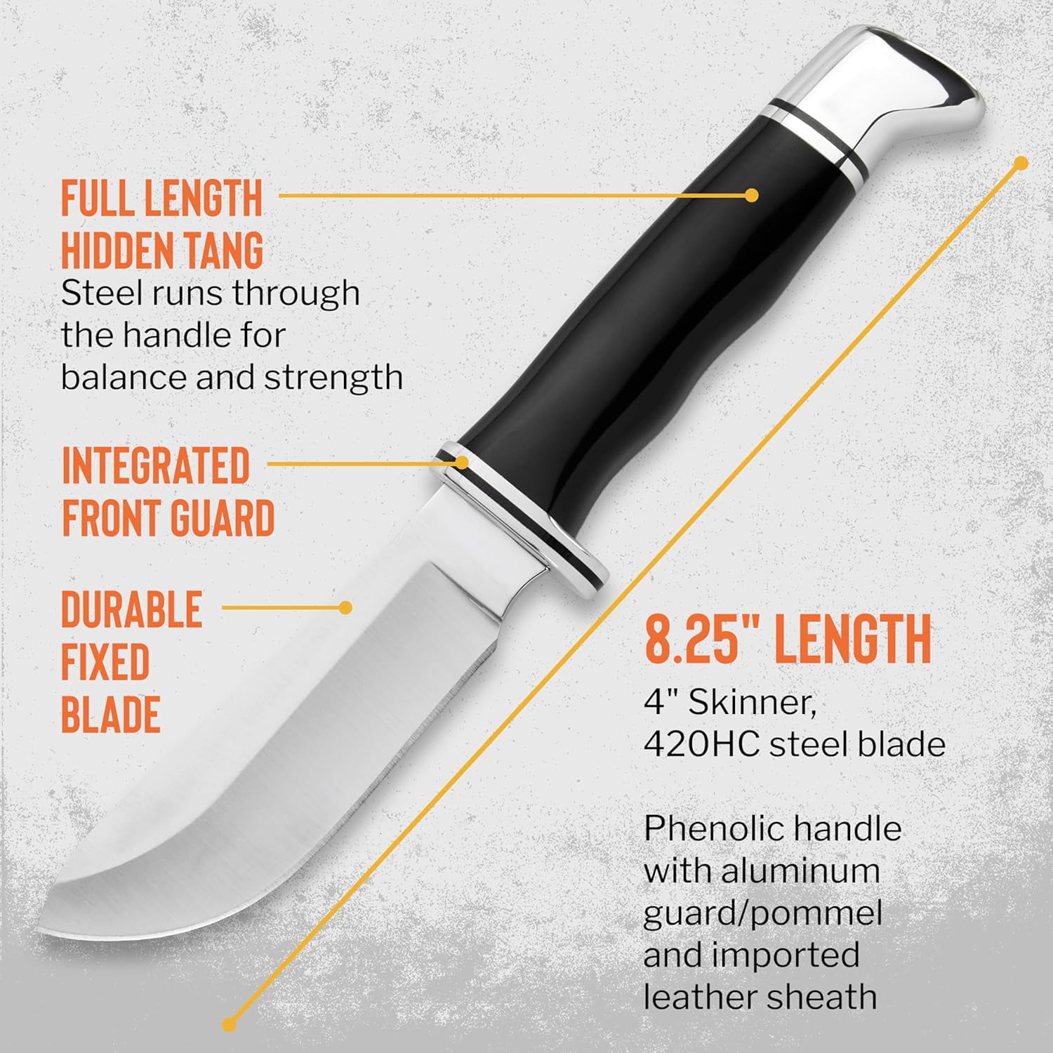 Buck Knives 103 Skinner Hunting Knife, 4" Fixed Blade, Phenolic Handle, 4.3 oz