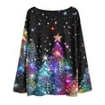 thumbnail image 5 of Mgmyaa Women's Long Sleeve Shirt Christmas-Themed Crew Neck Batwing Sleeve Casual Top, 5 of 7