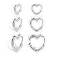 thumbnail image 2 of Pendientes tipo argolla ALEXCRAFT en forma de corazón de plata de ley 925, 3 pares, 2 of 7