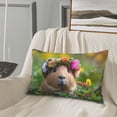 thumbnail image 5 of Picia Flower Crown Guinea Pig Pattern Plush Pillow Case – Soft and Cozy Cushion Cover, Hypoallergenic Throw Pillow Case for Home Decor-16"x24", 5 of 6