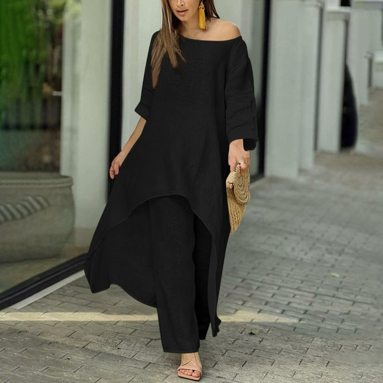 VBARHMQRT Female Plus Size Pant Suits for Women Dressy 2024