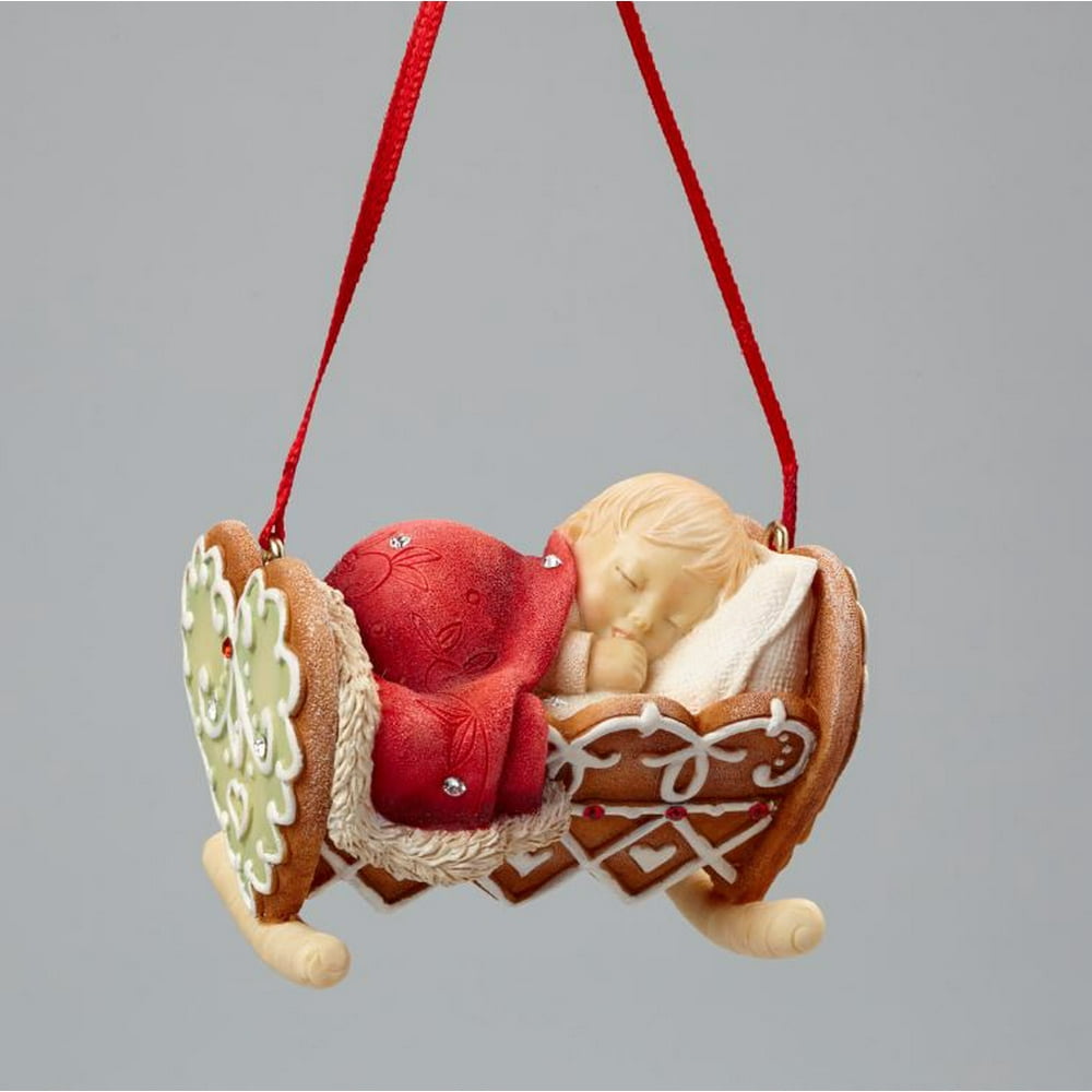 Sweet Dreams Babys First Child in Gingerbread Crib Christmas Ornament