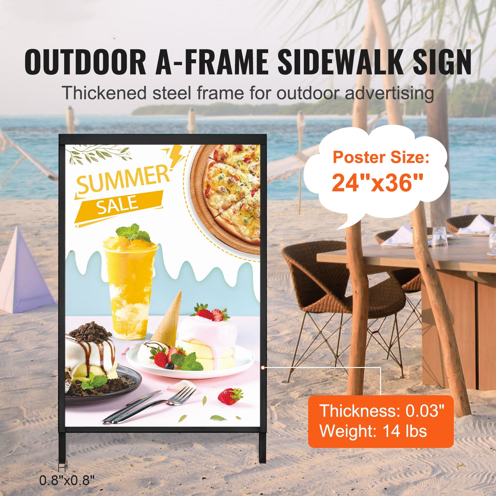 VEVOR Outdoor A-Frame Sidewalk Sign 24x36 inch Sandwich Board Signs