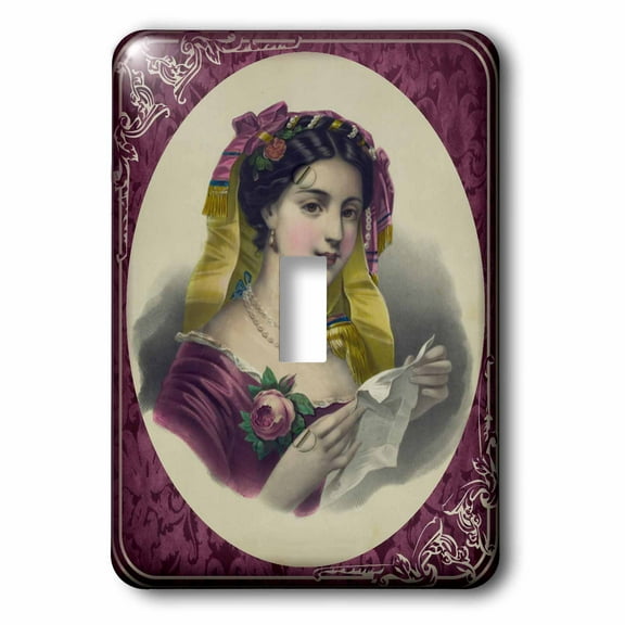 3dRose, Victorian Lady in Maroon, single toggle switch