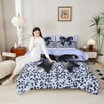 thumbnail image 4 of Homewish Kids Teens Cute Ribbon Bow-Tie Bedding Comforter Set 2pcs,Abstract Polka Dots Twin Comforter Sets Microfiber,Black Purple Breathable Bedding Set,Super Cozy Room Decor,Reversible, 4 of 8