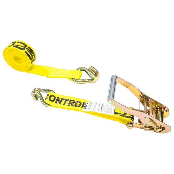 2" x 12' Yellow Ratchet Strap w/ Double J Hook