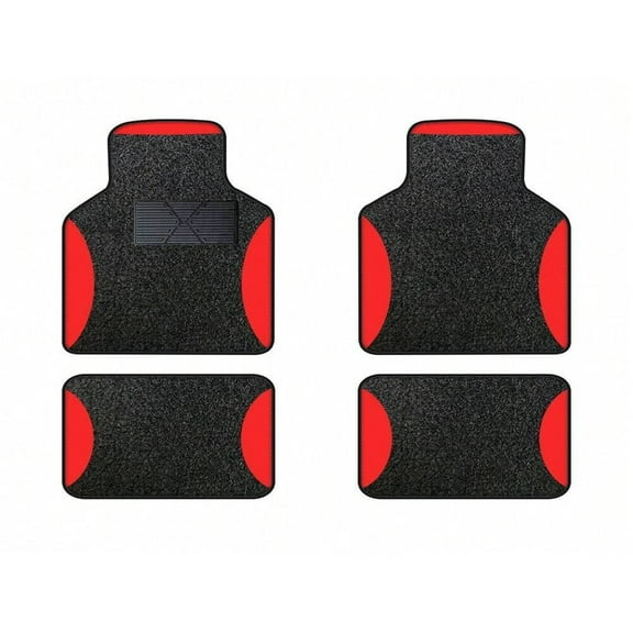Leadwolf Car Floor Mats universal Full Coverage Auto Floor Mats All Weather Luxury Floor Liners Safe Car Mats Protector Car Carpet Black and Red 4PCS