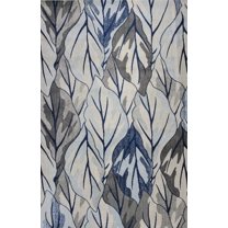 5'x8' Grey Navy Machine Woven Tropical Indoor Area Rug