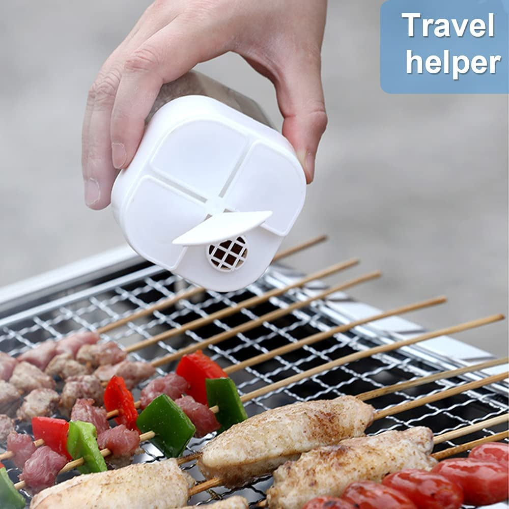 Kitchen Picnics BBQ Restaurant Travel Salt Box for Salad Steak Cooking 4 Grids Crystal Seasoning Shaker Can Filter lumps 2 Pcs Spice Container 