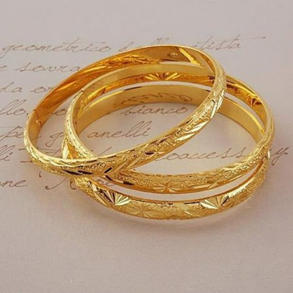 GOOHOCHY 3 Pcs Gold Bangles Girls Carved Bracelets Fashion for Women Man