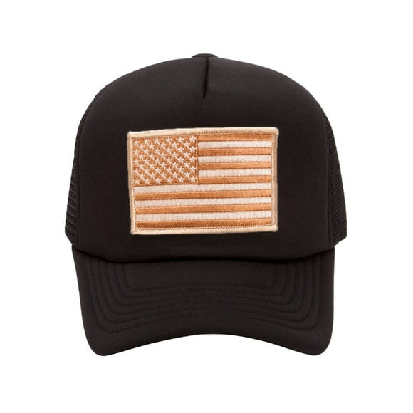 Military Patch Adjustable Trucker Hats - Desert American Flag