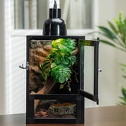 ToxiRium 12x12x18Inch Hybrid PVC Reptile Cage, Ventilated Enclosure with Interchangeable Acrylic & Mesh Doors, Easy Assembly Habitat for Gecko, Chameleon, Snake, Frog